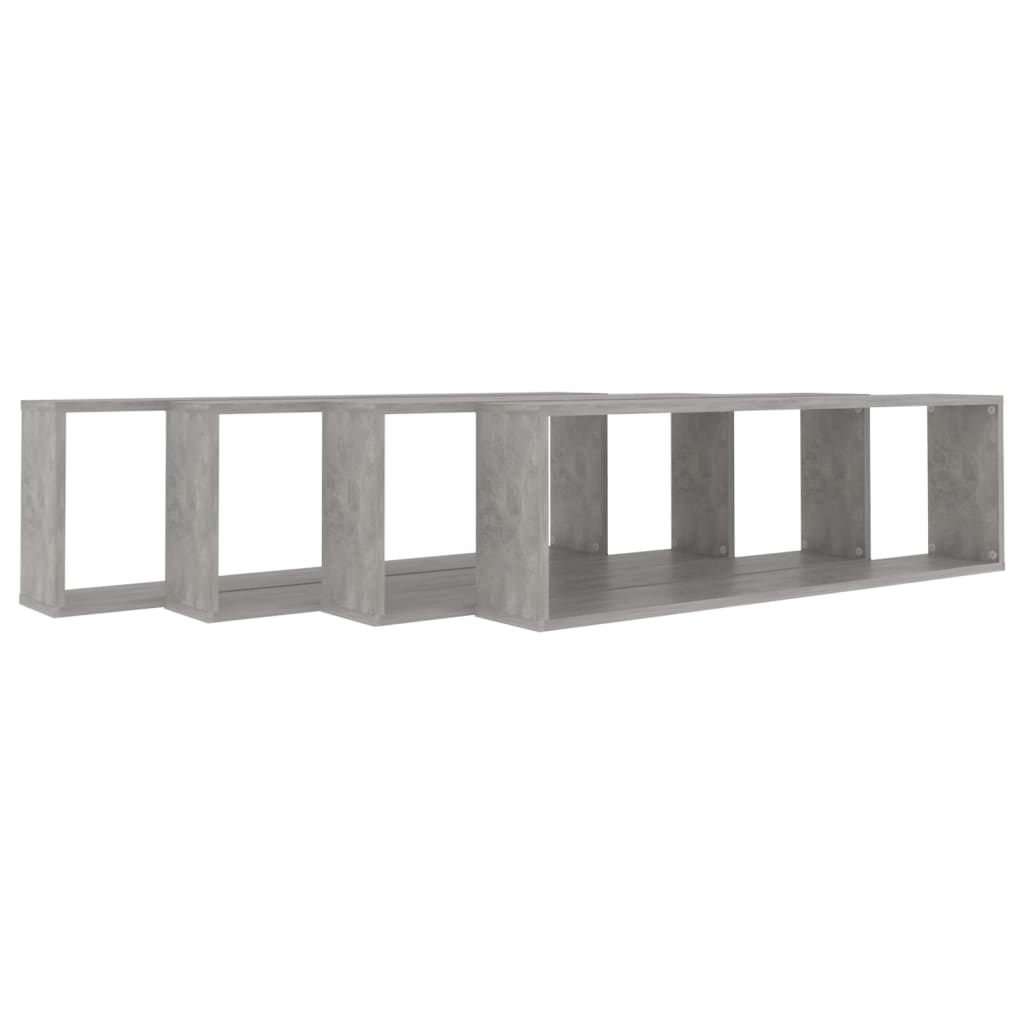 Mensole Parete Cubo 4pz Grigio Cemento 100x15x30 cm Multistrato 807092