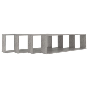 Mensole Parete Cubo 4pz Grigio Cemento 100x15x30 cm Multistrato 807092