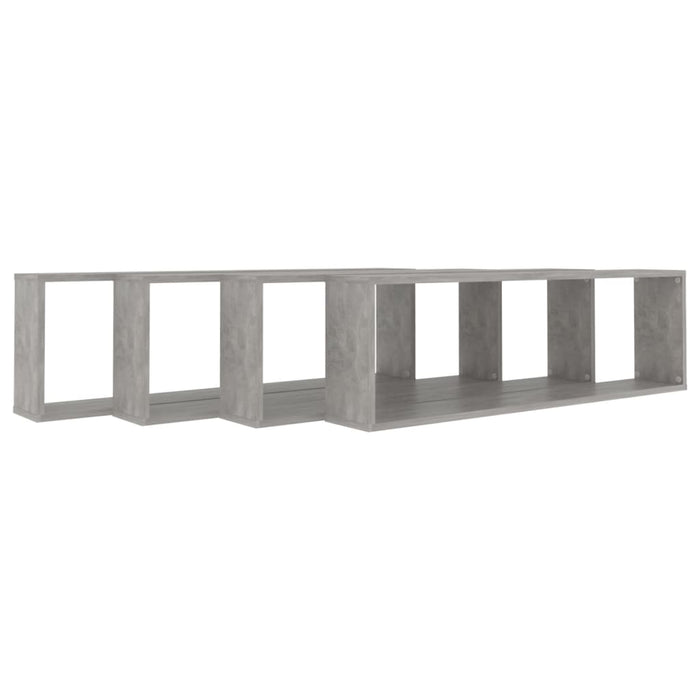 Mensole Parete Cubo 4pz Grigio Cemento 100x15x30 cm Multistrato 807092