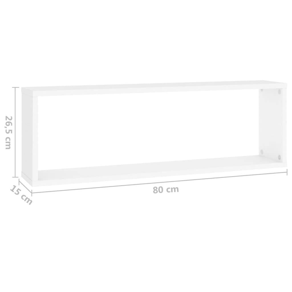 Mensole Parete a Cubo 4pz Bianco 80x15x26,5cm Legno Multistrato 807107