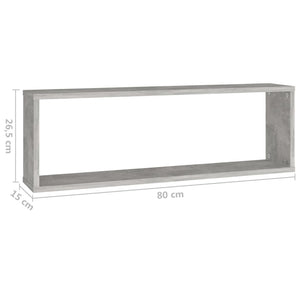 Mensole Parete Cubo 4pz Grigio Cemento 80x15x26,5cm Multistrato 807119