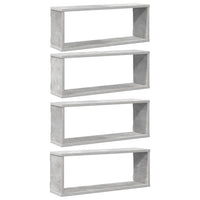 Mensole Parete a Cubo 4 pz-Set di 4 Scaffale a parete Grigio Cemento 60x15x23cm Multistrato