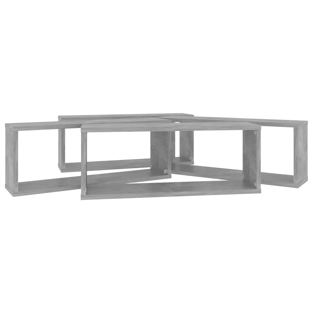 Mensole Parete a Cubo 4 pz-Set di 4 Scaffale a parete Grigio Cemento 60x15x23cm Multistrato