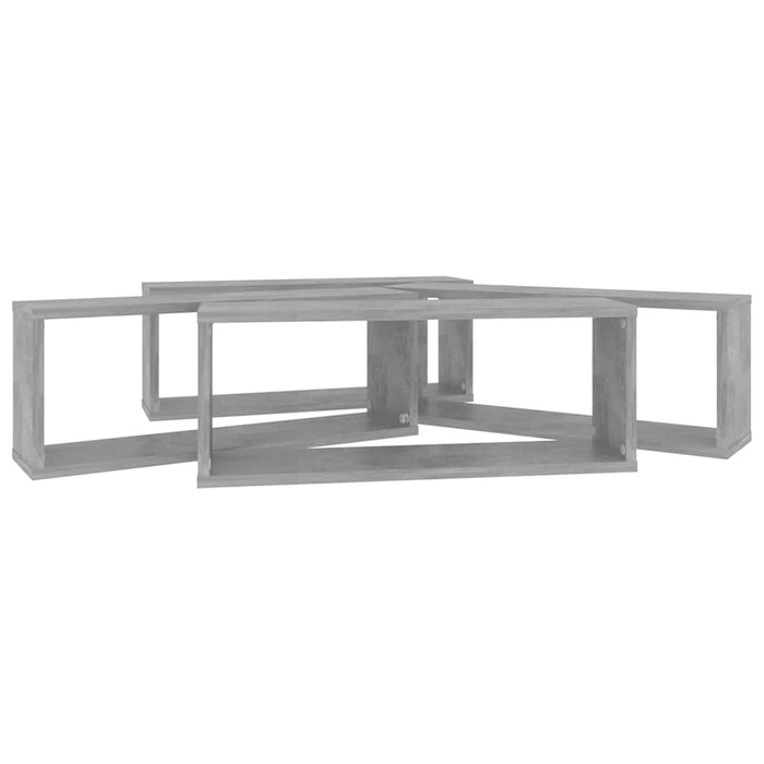 Mensole Parete a Cubo 4 pz-Set di 4 Scaffale a parete Grigio Cemento 60x15x23cm Multistrato