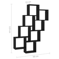 Mensola da Parete a Cubo Nero 90x15x119 cm in Truciolato cod mxl 33228
