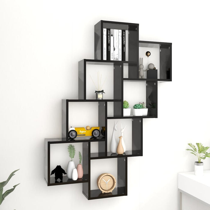 Mensola da Parete a Cubo Nero 90x15x119 cm in Truciolato cod mxl 33228