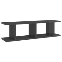 Mensole a Parete 2 pz Grigio Lucido 75x18x20 cm in Multistrato 807195