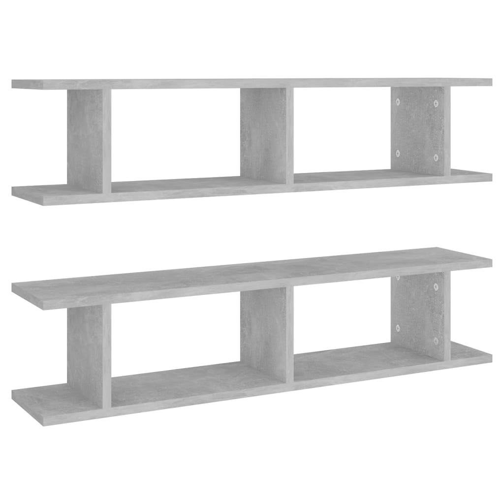 Mensole Parete 2pz Grigio Cemento 90x18x20 cm Legno Multistrato 807200