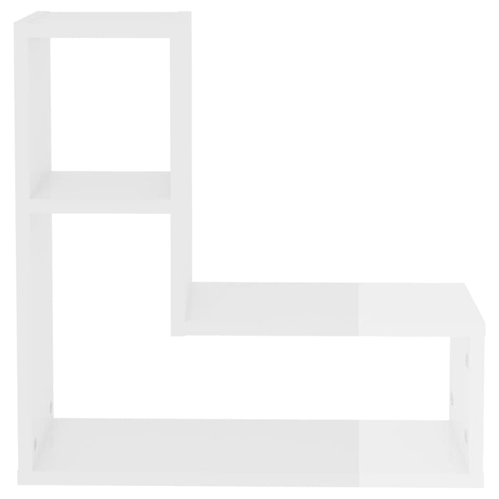Mensole a Muro 2 pz Bianco Lucido 50x15x50 cm Legno Multistrato 807220