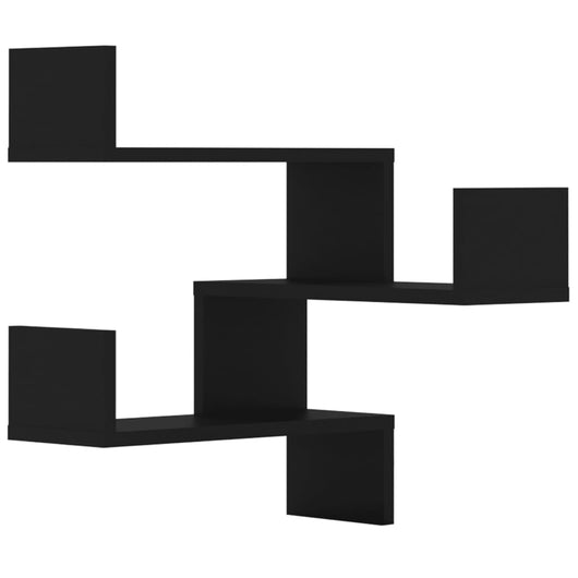 Mensole a Muro Angolari 2 pz Nere 40x40x50 cm in Multistrato 807226