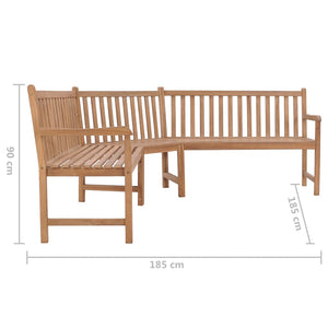 Panchina da Giardino ad Angolo 185x185x90 cm Massello di Teak 316625