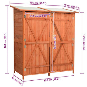 Capanno Attrezzi da Giardino 136x75x160 cm in Massello di Abete cod mxl 52348