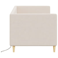 Dormeuse con Presa USB Crema in Tessuto 90x200 cm 337243