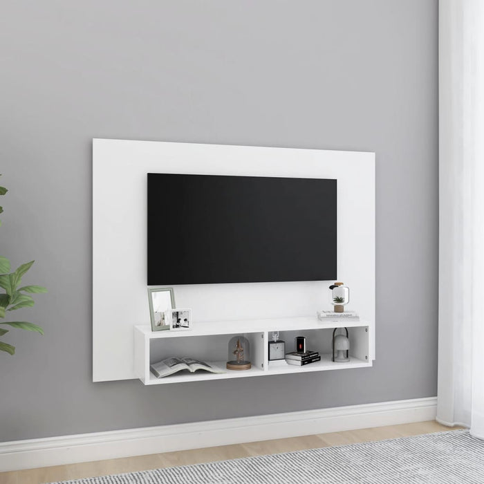 Mobile TV a Muro Bianco 120x23,5x90 cm in Legno Multistrato 808269