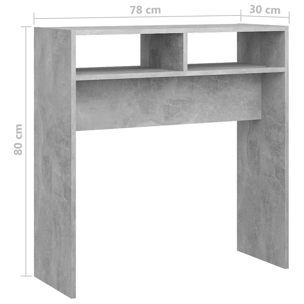 Tavolino Consolle-Tavolino da soggiorno-Tavolino da Salotto Grigio Cemento 78x30x80cm Legno Multistrato