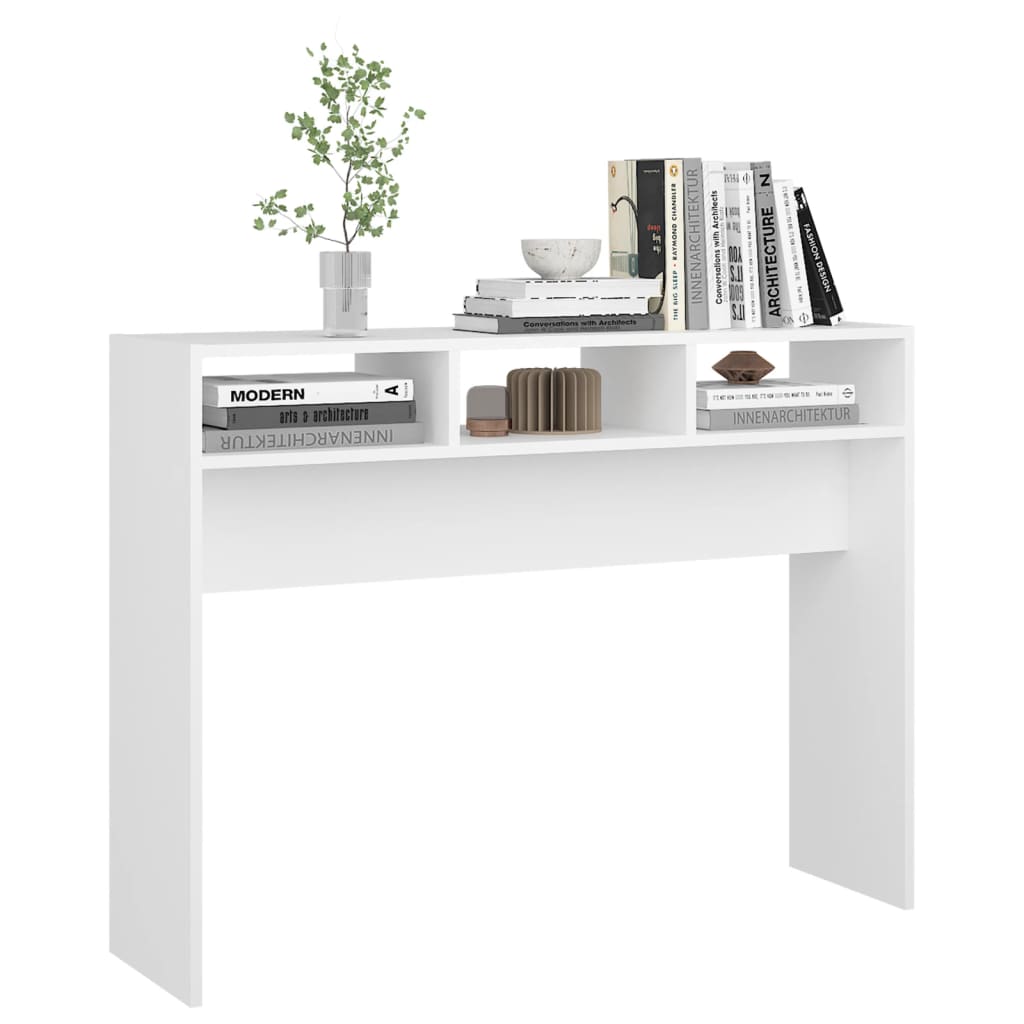 Tavolino Consolle Bianco 105x30x80 cm in Legno Multistrato 808305