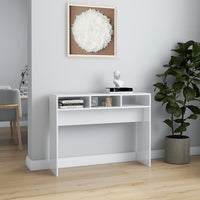 Tavolino Consolle Bianco Lucido 105x30x80 cm Legno Multistrato 808311