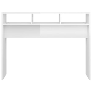 Tavolino Consolle Bianco Lucido 105x30x80 cm Legno Multistrato 808311