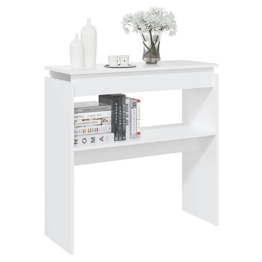 Tavolino Consolle-Tavolino da soggiorno-Tavolino da Salotto Bianco 80x30x80 cm in Legno Multistrato