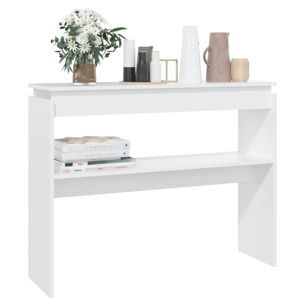 Tavolino Consolle-Tavolino da soggiorno-Tavolino da Salotto Bianco 102x30x80 cm in Legno Multistrato