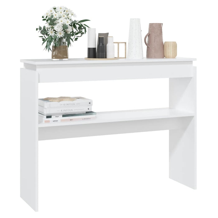 Tavolino Consolle-Tavolino da soggiorno-Tavolino da Salotto Bianco 102x30x80 cm in Legno Multistrato