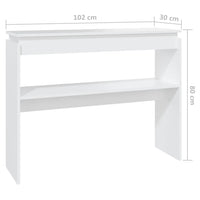Tavolino Consolle Bianco 102x30x80 cm in Legno Multistrato 808323