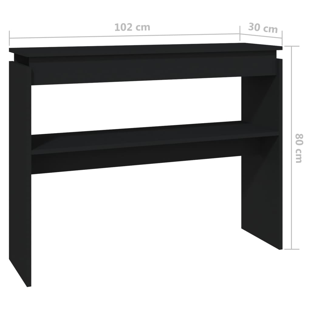 Tavolino Consolle-Tavolino da soggiorno-Tavolo Nero 102x30x80 cm in Legno Multistrato