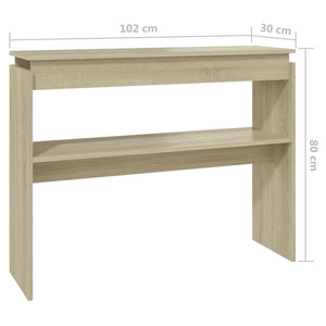 Tavolino Consolle Rovere Sonoma 102x30x80 cm Legno Multistrato 808326