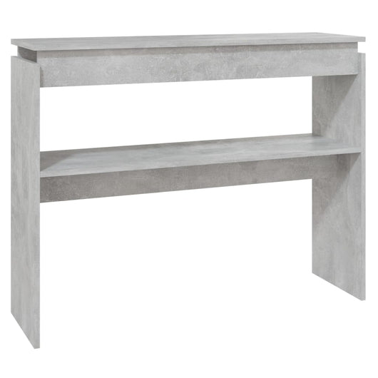 Tavolino Consolle-Tavolino da soggiorno-Tavolo Grigio Cemento 102x30x80cm Legno Multistrato