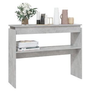 Tavolino Consolle-Tavolino da soggiorno-Tavolo Grigio Cemento 102x30x80cm Legno Multistrato