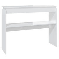 Tavolino Consolle Bianco Lucido 102x30x80 cm Legno Multistrato 808329