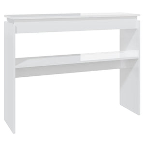 Tavolino Consolle Bianco Lucido 102x30x80 cm Legno Multistrato 808329
