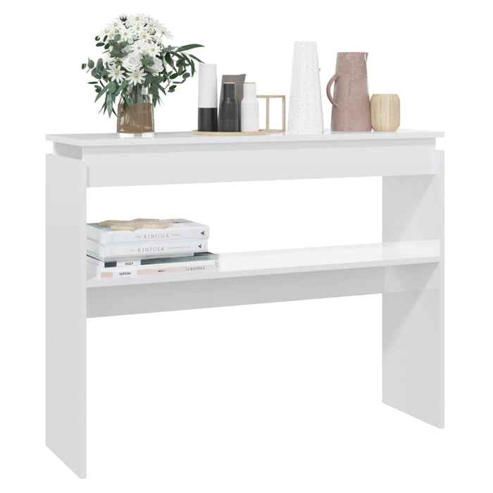 Tavolino Consolle Bianco Lucido 102x30x80 cm Legno Multistrato 808329