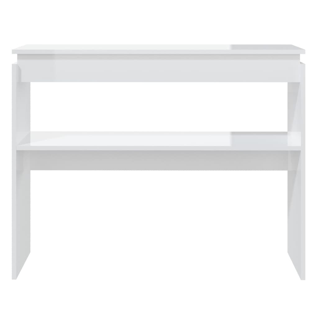 Tavolino Consolle Bianco Lucido 102x30x80 cm Legno Multistrato 808329