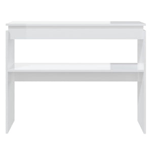 Tavolino Consolle Bianco Lucido 102x30x80 cm Legno Multistrato 808329