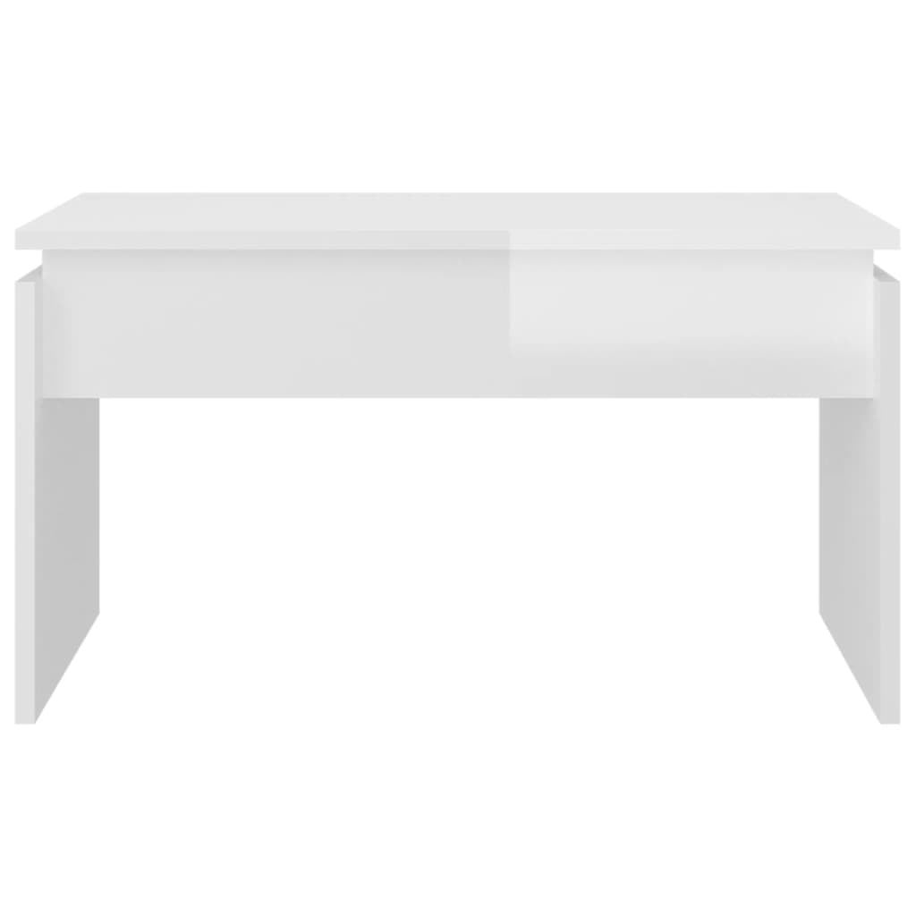 Tavolino da Salotto Bianco Lucido 68x50x38 cm Legno Multistrato 808338
