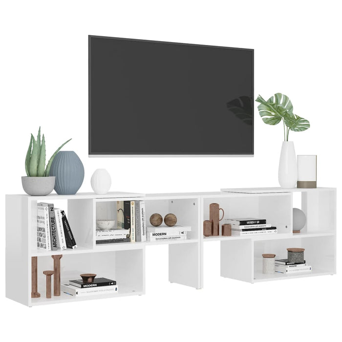 Mobile Porta TV Bianco Lucido 149x30x52 cm in Legno Multistrato 808365