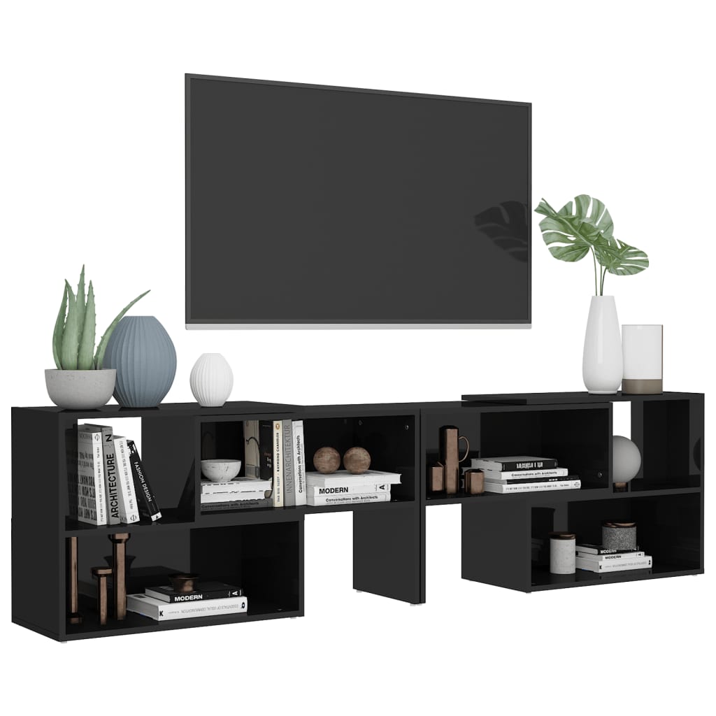 Mobile Porta TV Nero Lucido 149x30x52 cm in Legno Multistrato 808366