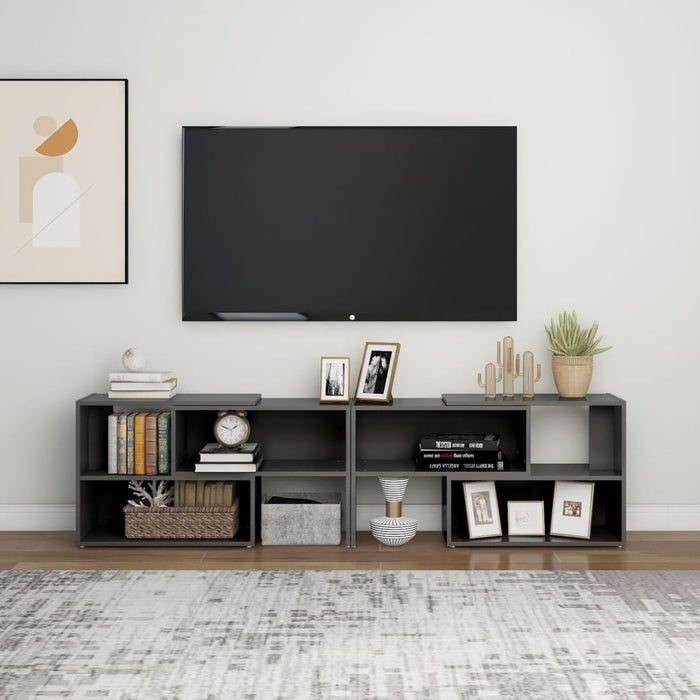 Mobile Porta TV Grigio Lucido 149x30x52 cm in Legno Multistrato 808367