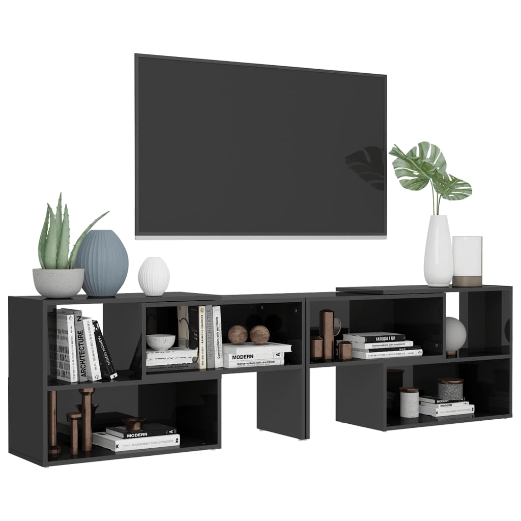 Mobile Porta TV Grigio Lucido 149x30x52 cm in Legno Multistrato 808367