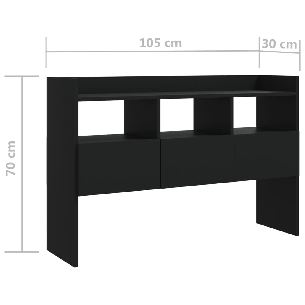 Credenza Nera 105x30x70 cm in Legno Multistrato 808378