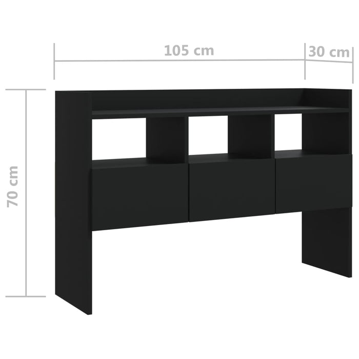 Credenza Nera 105x30x70 cm in Legno Multistrato 808378