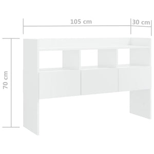 Credenza Bianco Lucido 105x30x70 cm in Legno Multistrato 808383