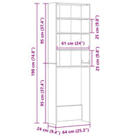 Mobile per Lavatrice Bianco Lucido 64x24x190 cm 808410