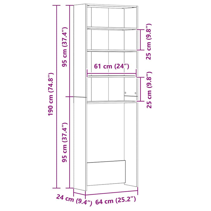Mobile per Lavatrice Bianco Lucido 64x24x190 cm 808410