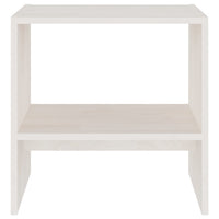 Comodino-Tavolino da notte Bianco 40x30,5x40 cm in Legno Massello di Pino 743031