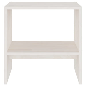 Comodino-Tavolino da notte Bianco 40x30,5x40 cm in Legno Massello di Pino 743031