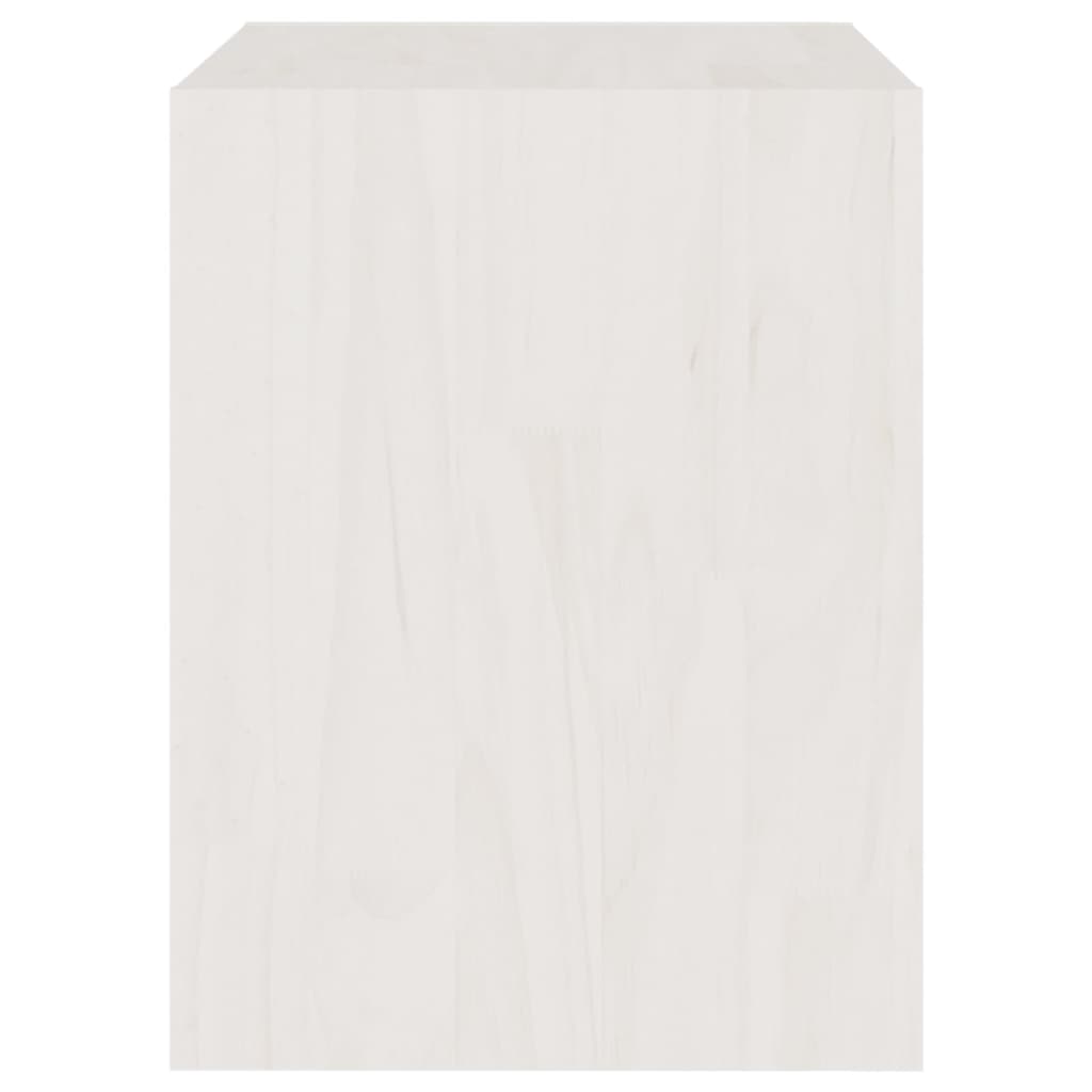 Comodino-Tavolino da notte Bianco 40x30,5x40 cm in Legno Massello di Pino 743031