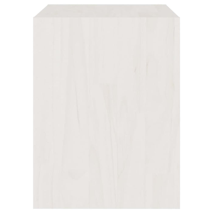 Comodino-Tavolino da notte Bianco 40x30,5x40 cm in Legno Massello di Pino 743031