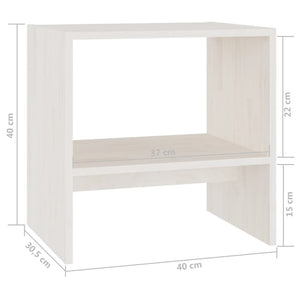 Comodino-Tavolino da notte Bianco 40x30,5x40 cm in Legno Massello di Pino 743031